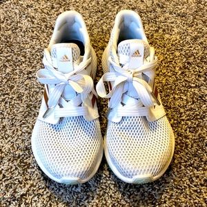 Adidas white running shoes